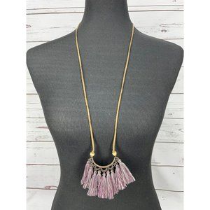 Women's DONGMING Purple White Tassel Leather Rope Chain Boho Choker Retro Ethnic